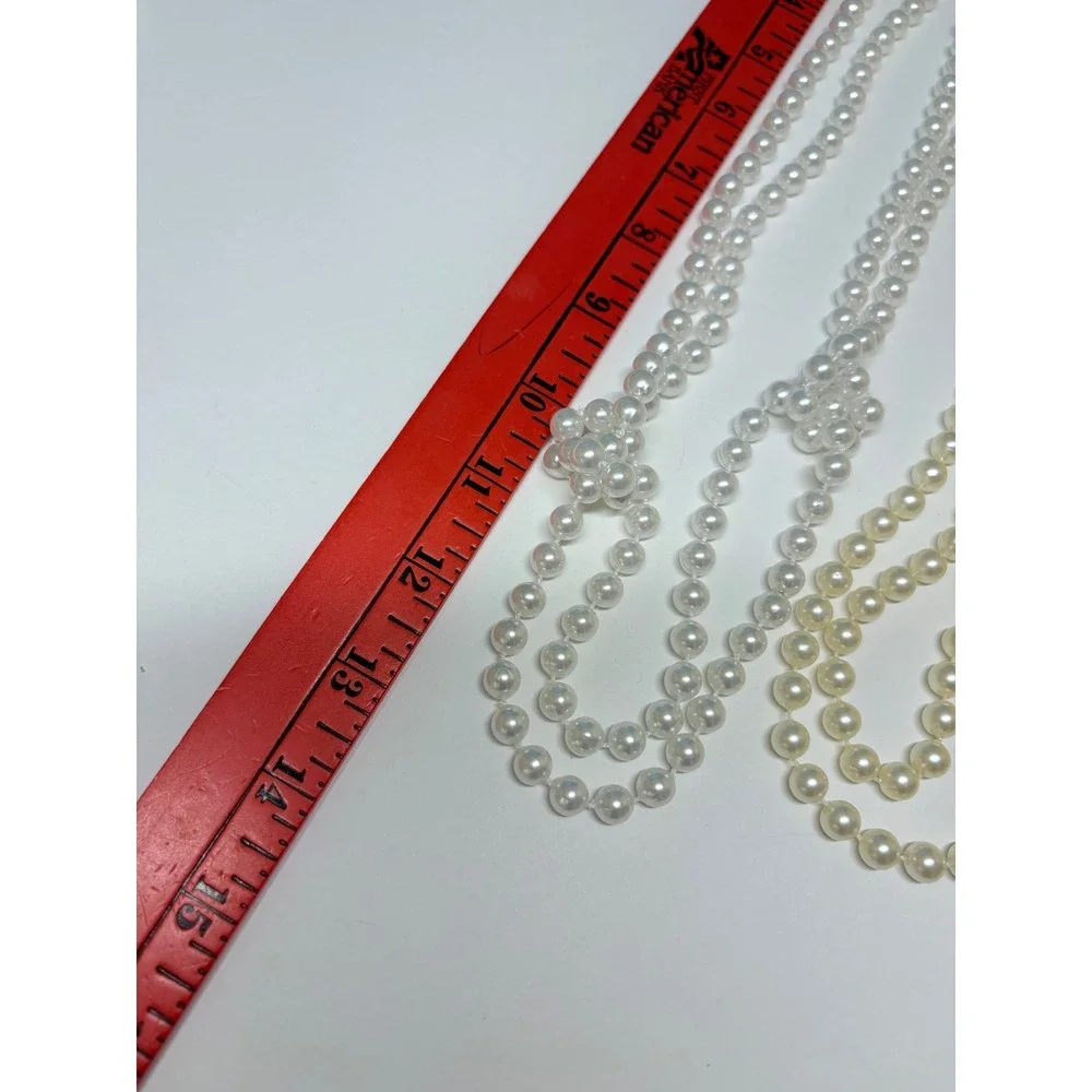 Vtg Style Faux Pearl Necklace Lot 5 Pieces White Cream Multi Strand Layered - Picture 13 of 16